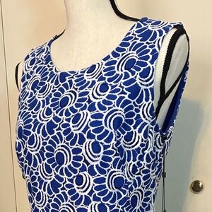 Fit and Flare Royal Blue Dress with White Embroidery by Tommy Hilfiger